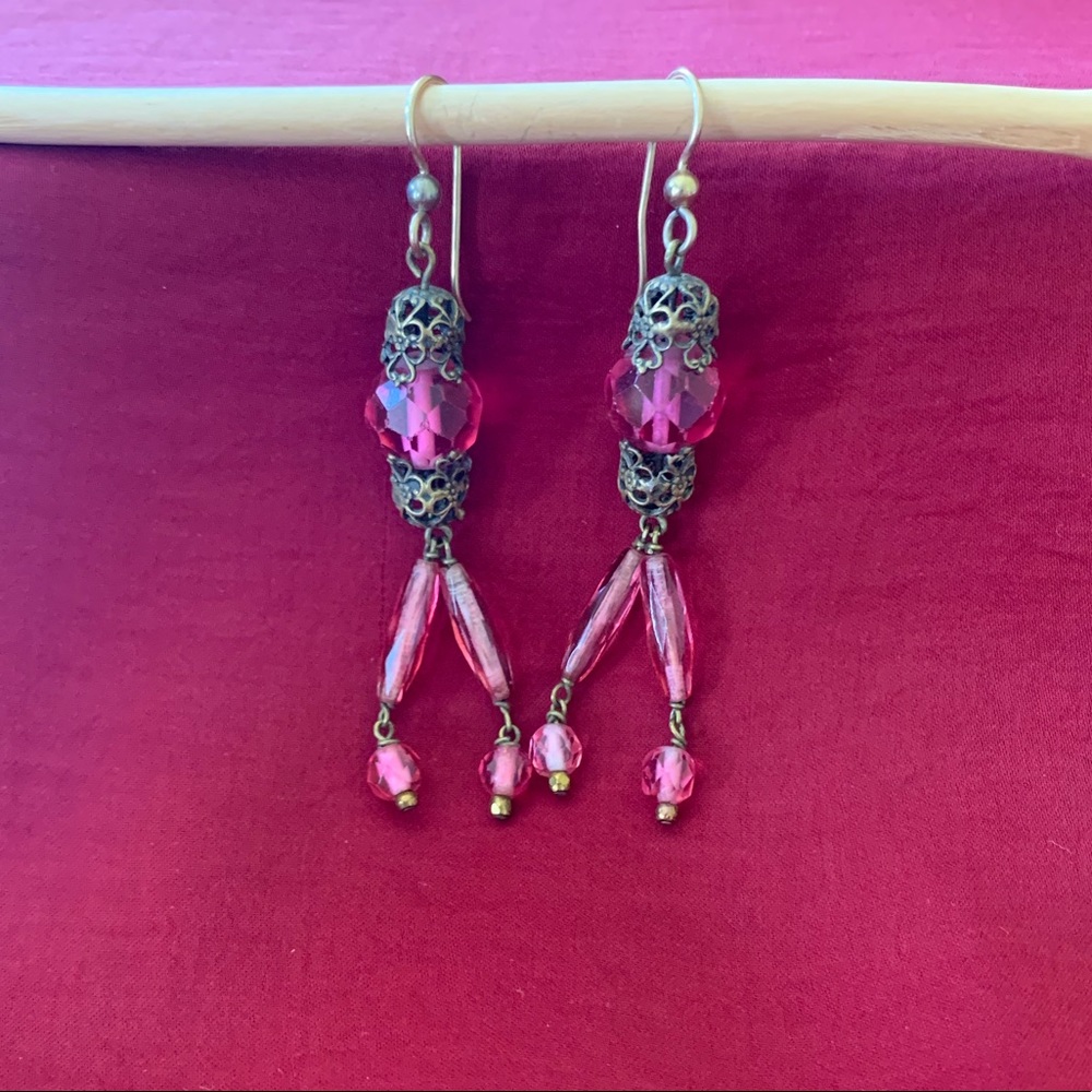 Pink glass earrings